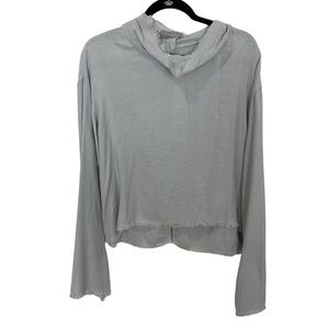 Cloth and stone grey button down viscose turtle neck Raw edges womens medium